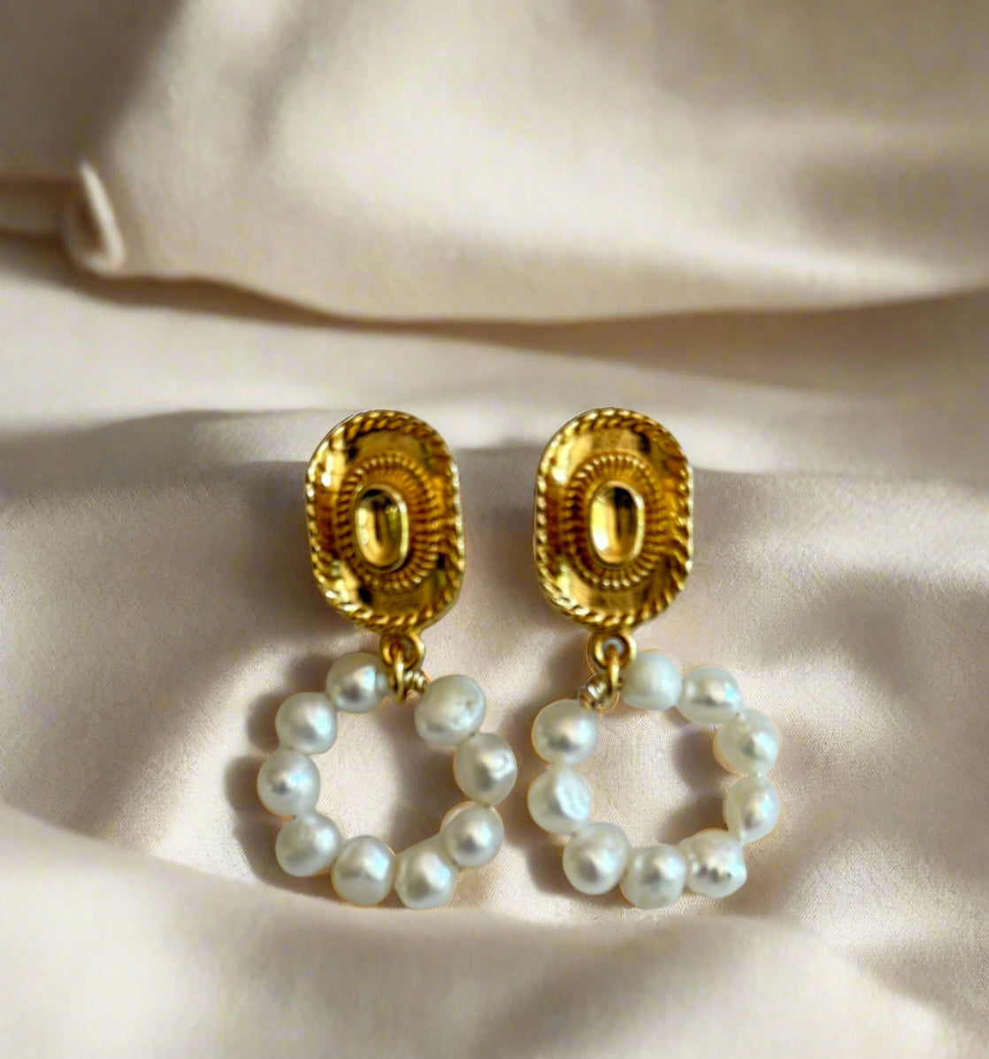 Gold Country Pearl Earrings