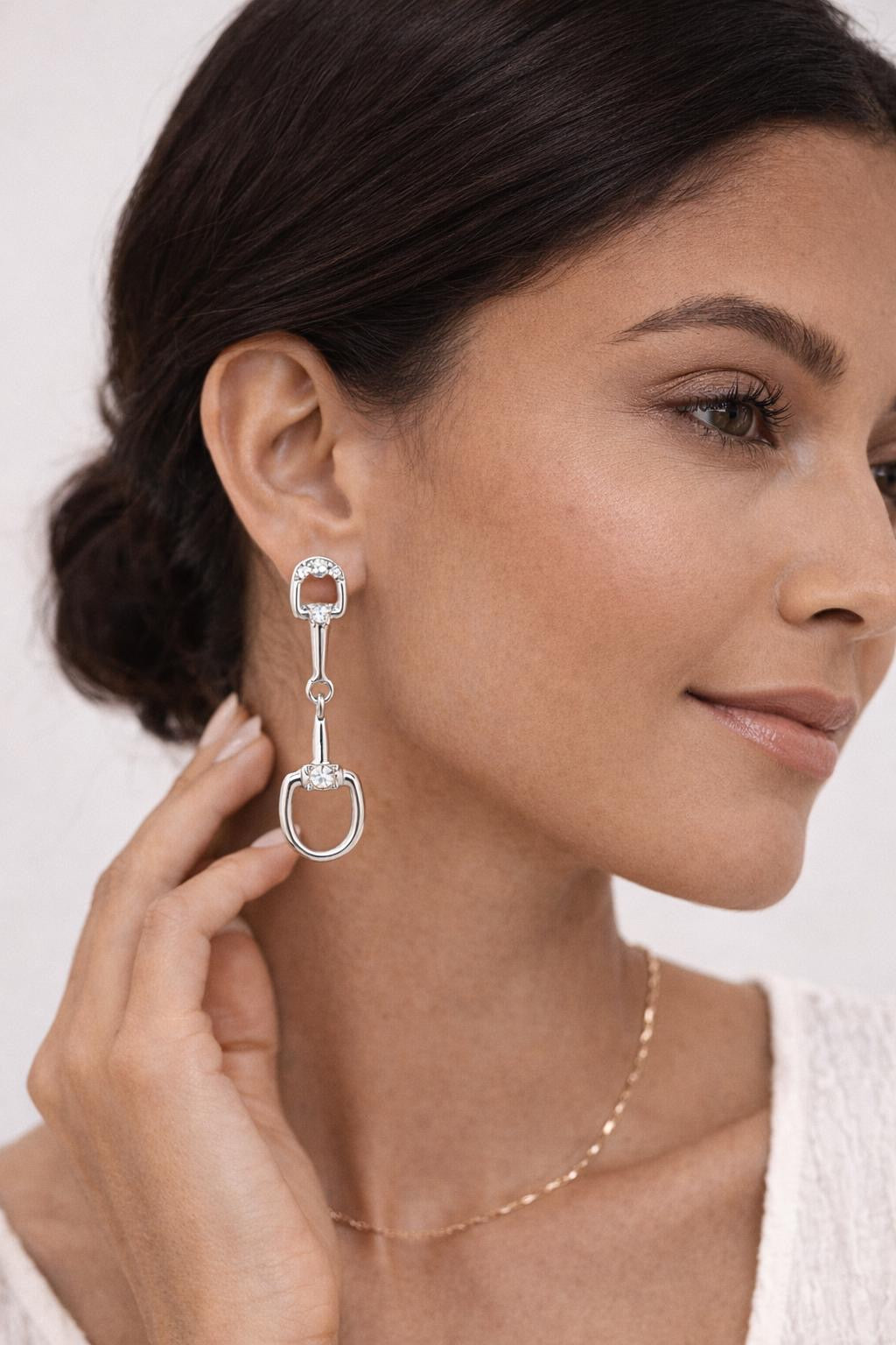 Western Horsebit Drop Stone Earrings