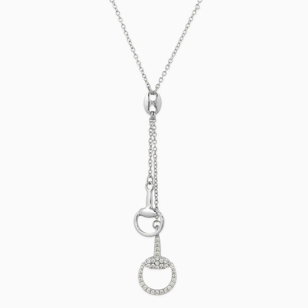 Pave Horsebit Y Drop Necklace