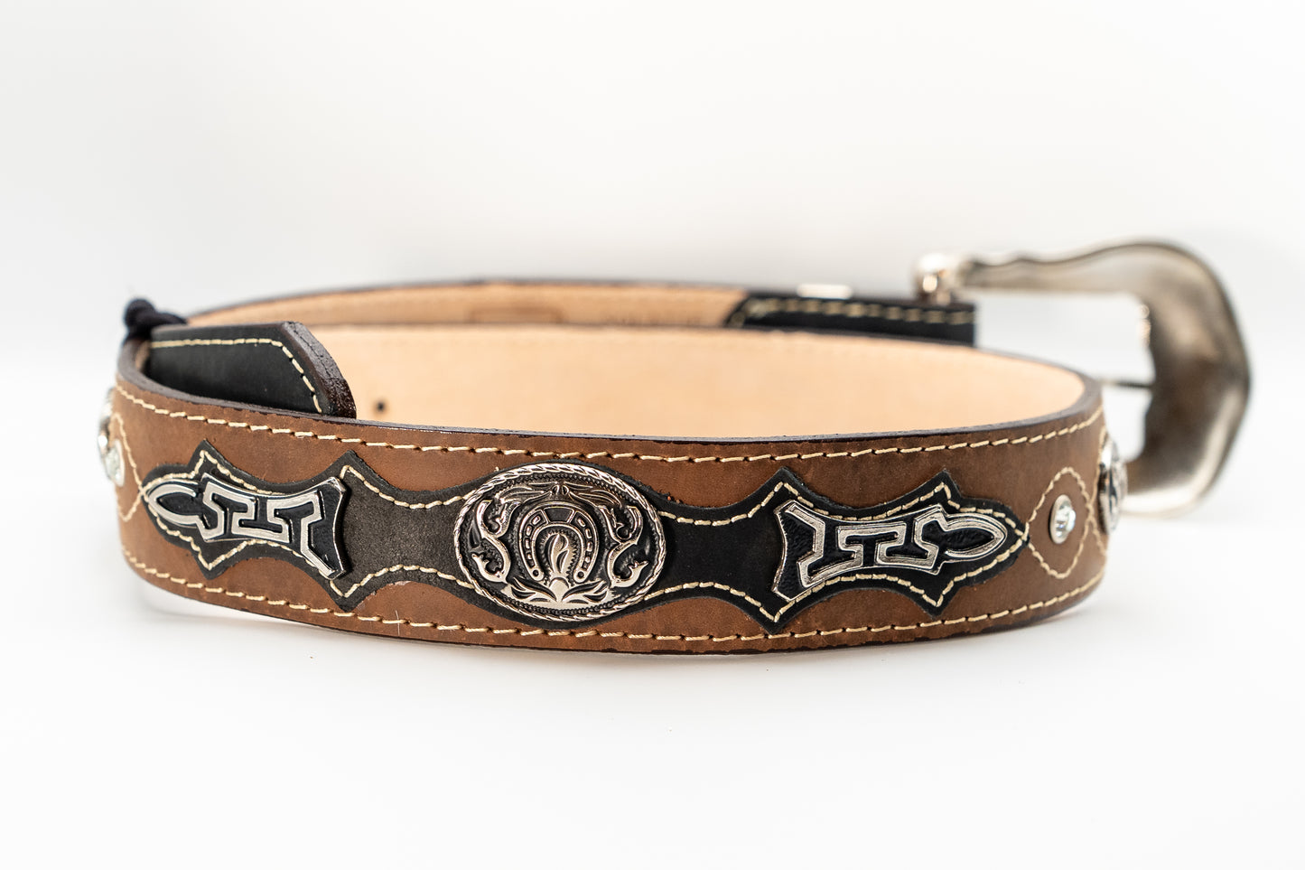 The Tejano / Men’s Black and Brown Leather Belt