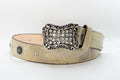 The Elia/ White Rhinestone Leather Belt