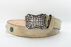 The Elia/ White Rhinestone Leather Belt