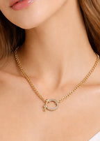 Cz Pave Chunky Horsebit Carabiner Necklace
