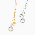 Pave Horsebit Y Drop Necklace