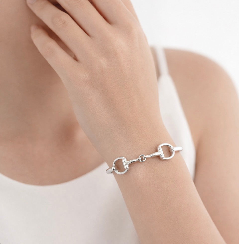 Western Double Horsebit Hook Bangle Bracelet