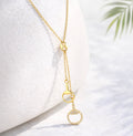 Pave Horsebit Y Drop Necklace