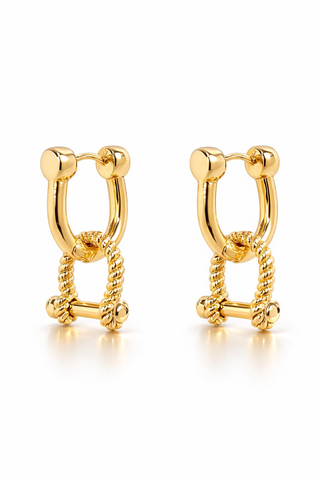 Rope Horsebit Carabiner Drop Earrings