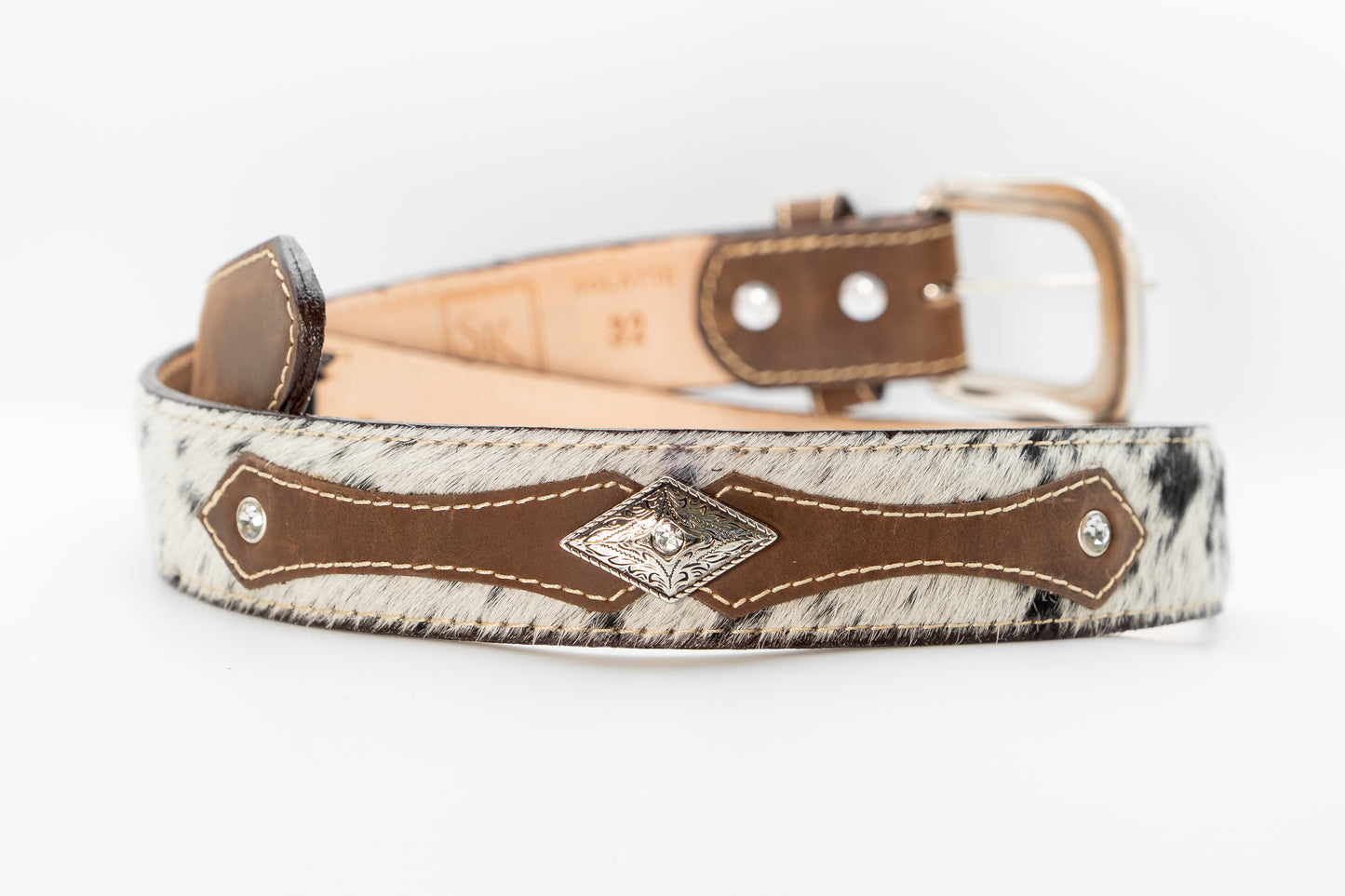 The Montana-White/Brown Cow Leather Belt