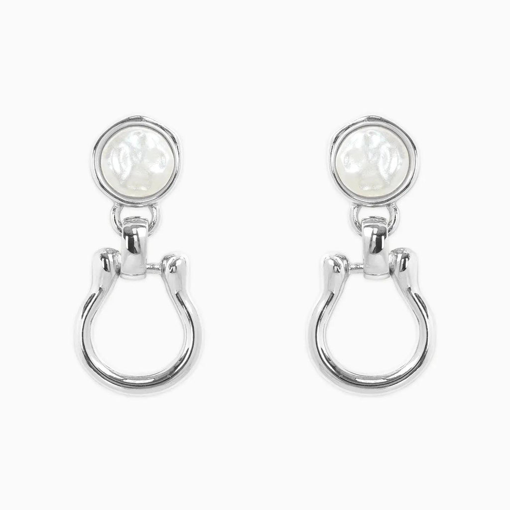 Pearl Top Horsebit Earrings