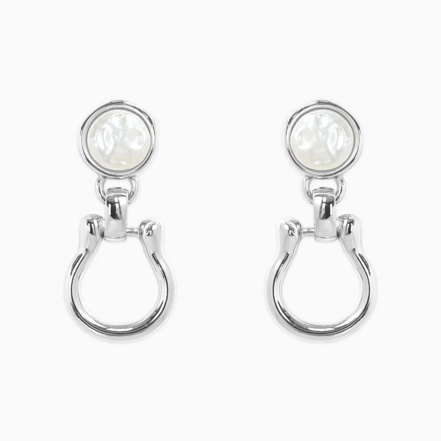 Pearl Top Horsebit Earrings