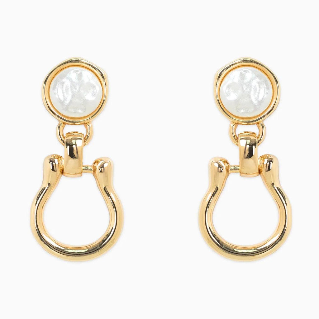 Pearl Top Horsebit Earrings