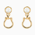 Pearl Top Horsebit Earrings