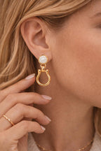 Pearl Top Horsebit Earrings